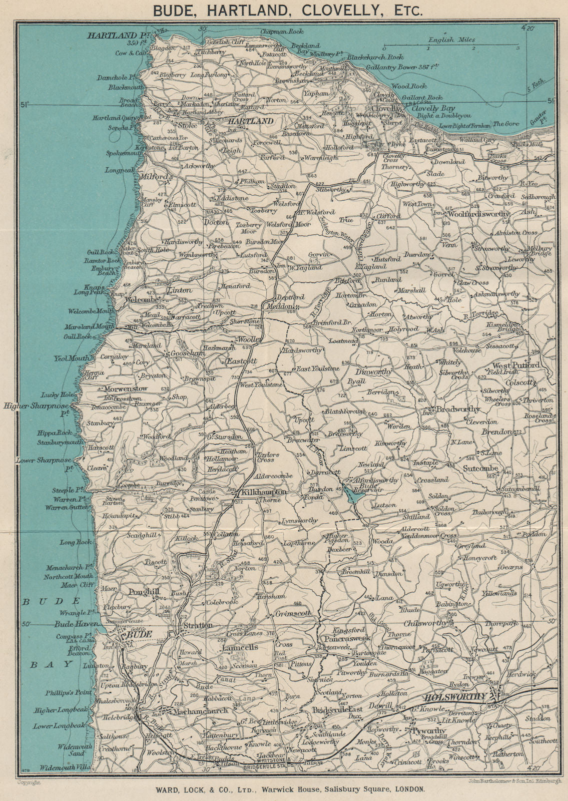 HARTLAND. Bude Clovelly Holsworthy. North Devon. WARD LOCK 1934 old map